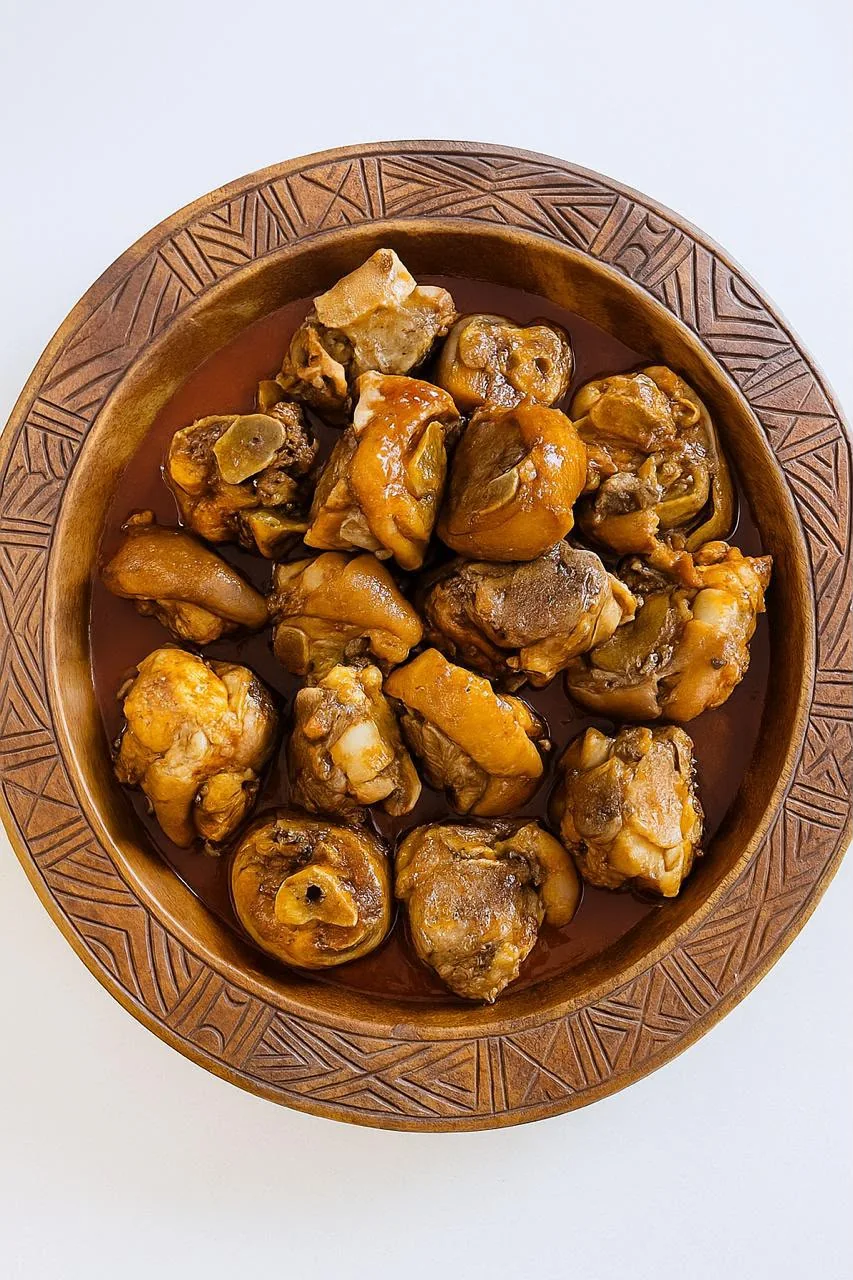 Authentic tender South African Mala Mogodu (beef tripe and intestines) in rich savoury gravy at AJ's Kitchen Pretoria