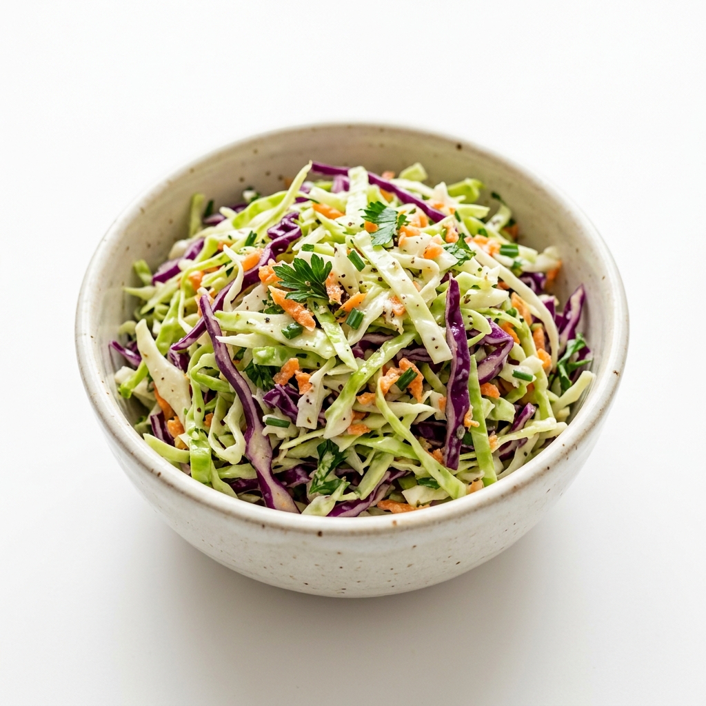 Freshly tossed crunchy cabbage salad relish